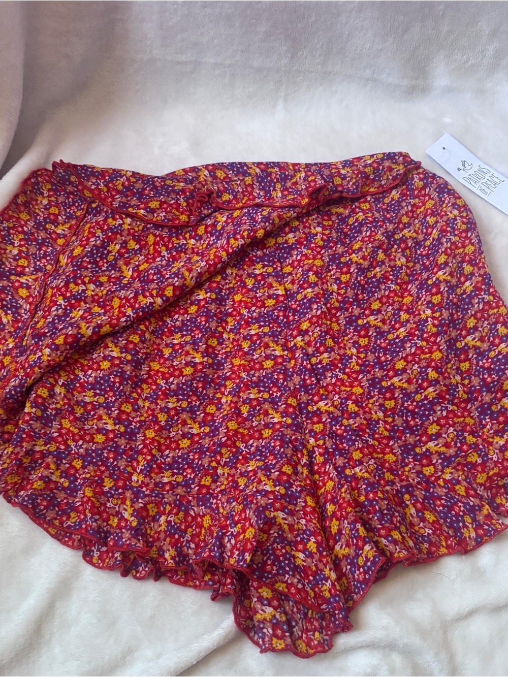 Patrons of Peace Raspberry Floral Ruffle Wrap Skort Size Small NWT Boho Festival